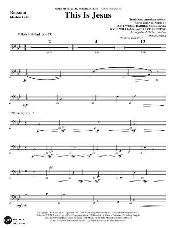 This Is Jesus (Choral Anthem SATB) Bassoon (Word Music Choral / Arr. Daniel Semsen)