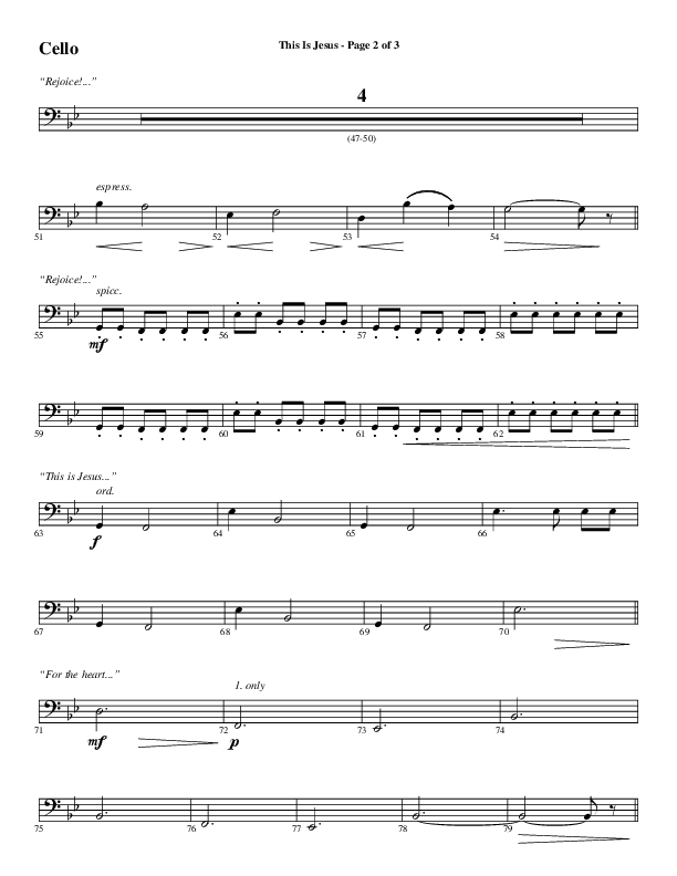 This Is Jesus (Choral Anthem SATB) Cello (Word Music Choral / Arr. Daniel Semsen)