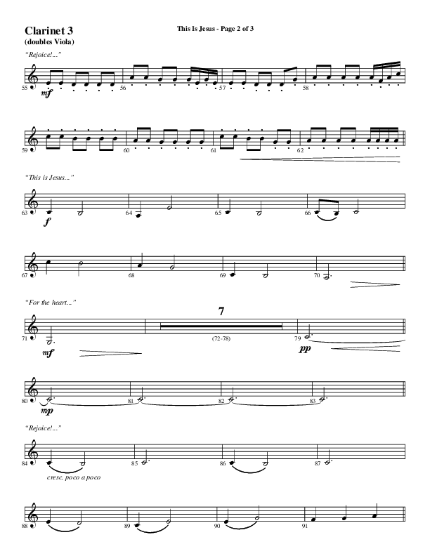 This Is Jesus (Choral Anthem SATB) Clarinet 3 (Word Music Choral / Arr. Daniel Semsen)