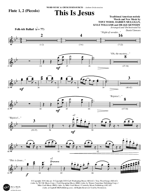 This Is Jesus (Choral Anthem SATB) Flute 1/2 (Word Music Choral / Arr. Daniel Semsen)