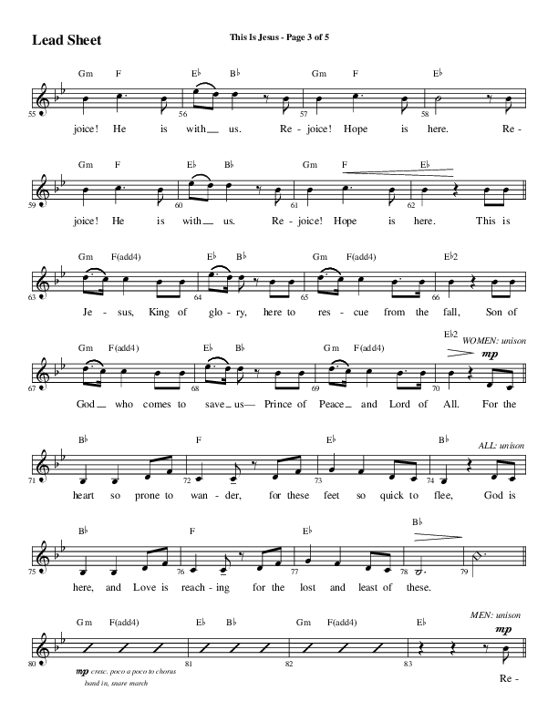 This Is Jesus (Choral Anthem SATB) Lead Sheet (Melody) (Word Music Choral / Arr. Daniel Semsen)
