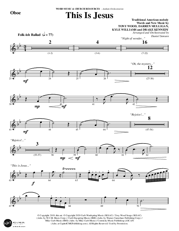 This Is Jesus (Choral Anthem SATB) Oboe (Word Music Choral / Arr. Daniel Semsen)