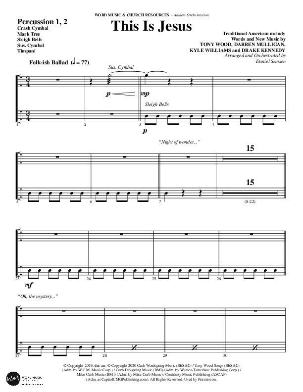 This Is Jesus (Choral Anthem SATB) Percussion (Word Music Choral / Arr. Daniel Semsen)