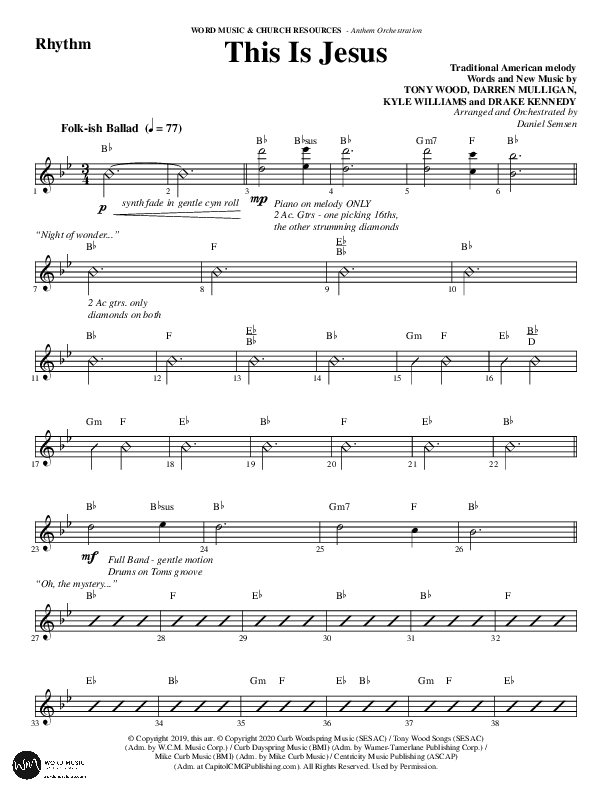 This Is Jesus (Choral Anthem SATB) Rhythm Chart (Word Music Choral / Arr. Daniel Semsen)