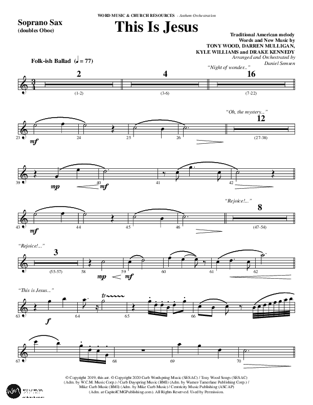 This Is Jesus (Choral Anthem SATB) Soprano Sax (Word Music Choral / Arr. Daniel Semsen)