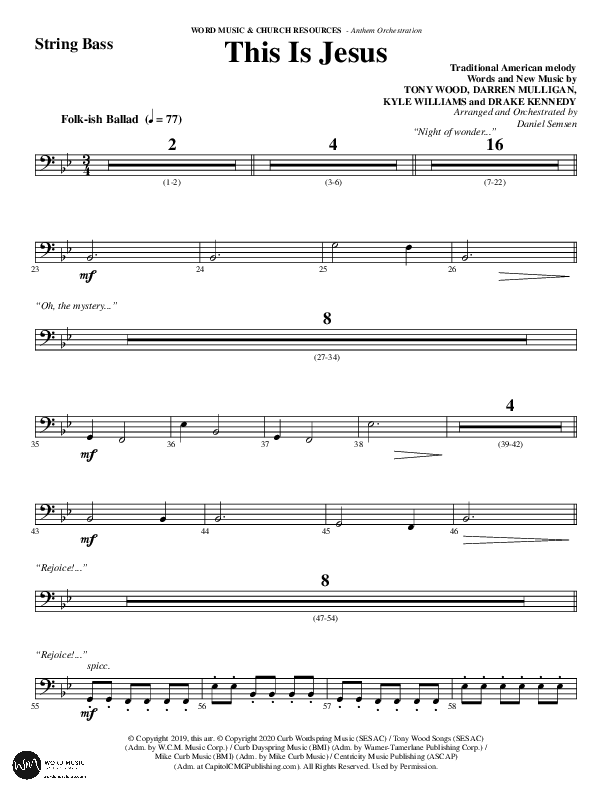 This Is Jesus (Choral Anthem SATB) String Bass (Word Music Choral / Arr. Daniel Semsen)