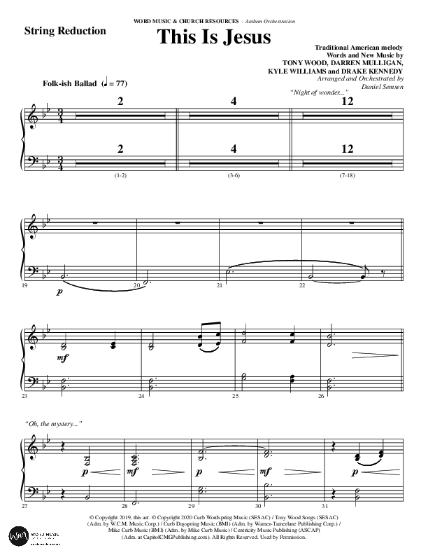This Is Jesus (Choral Anthem SATB) String Reduction (Word Music Choral / Arr. Daniel Semsen)