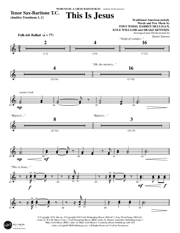 This Is Jesus (Choral Anthem SATB) Tenor Sax/Baritone T.C. (Word Music Choral / Arr. Daniel Semsen)