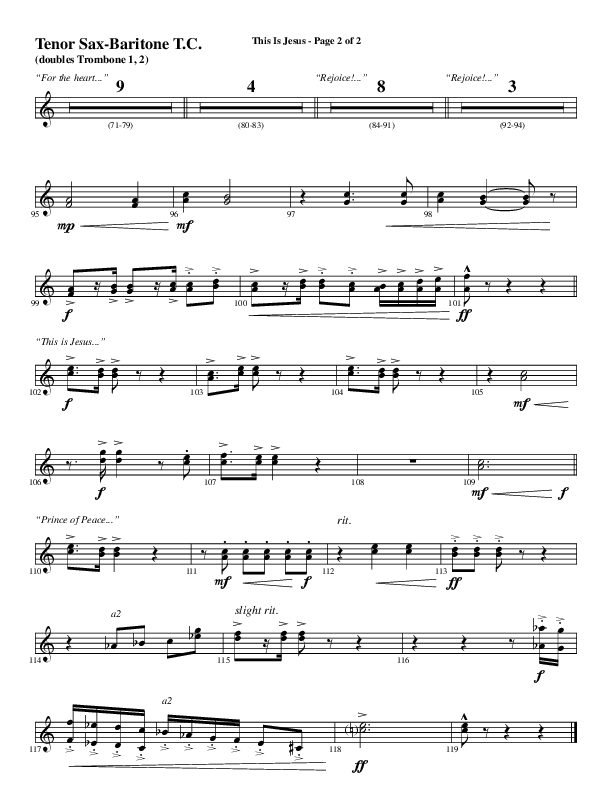 This Is Jesus (Choral Anthem SATB) Tenor Sax/Baritone T.C. (Word Music Choral / Arr. Daniel Semsen)