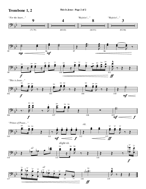 This Is Jesus (Choral Anthem SATB) Trombone 1/2 (Word Music Choral / Arr. Daniel Semsen)