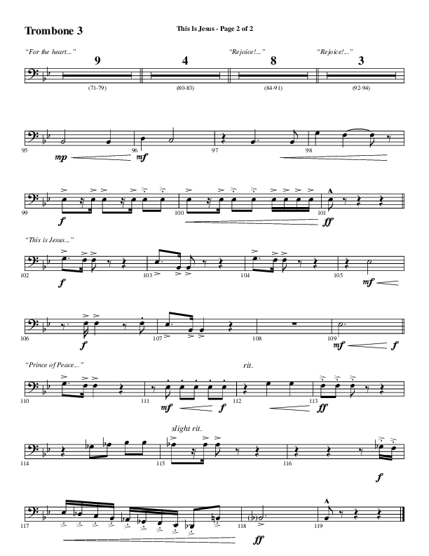 This Is Jesus (Choral Anthem SATB) Trombone 3 (Word Music Choral / Arr. Daniel Semsen)
