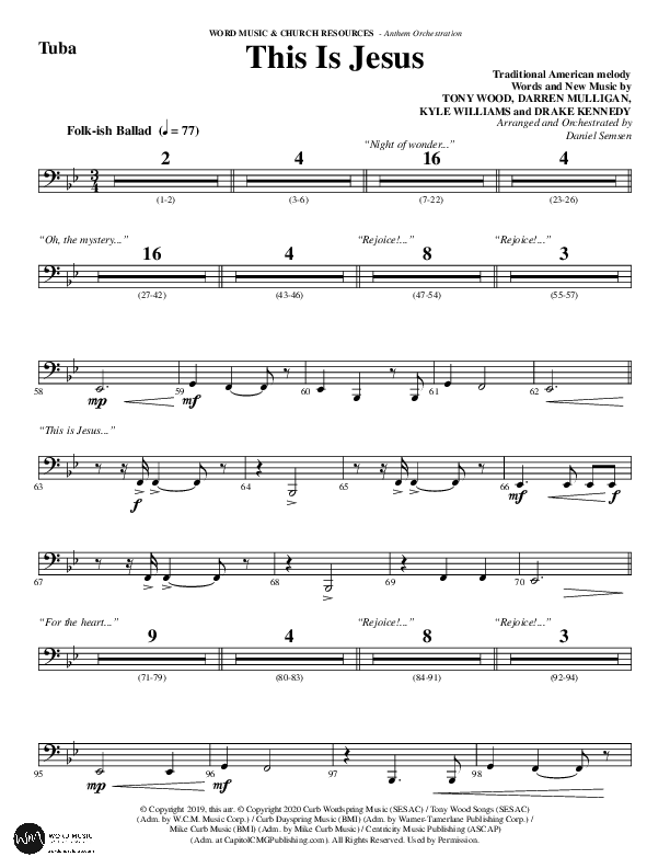 This Is Jesus (Choral Anthem SATB) Tuba (Word Music Choral / Arr. Daniel Semsen)