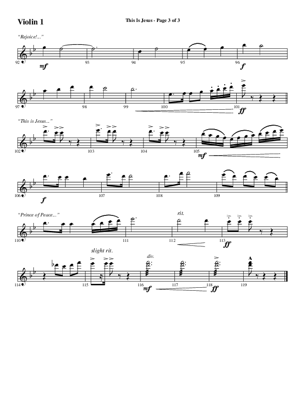 This Is Jesus (Choral Anthem SATB) Violin 1 (Word Music Choral / Arr. Daniel Semsen)