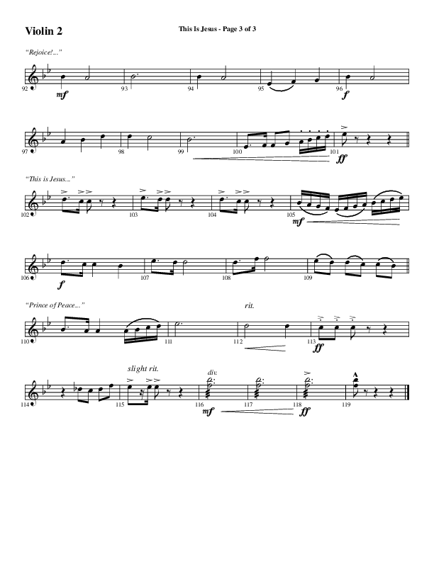 This Is Jesus (Choral Anthem SATB) Violin 2 (Word Music Choral / Arr. Daniel Semsen)