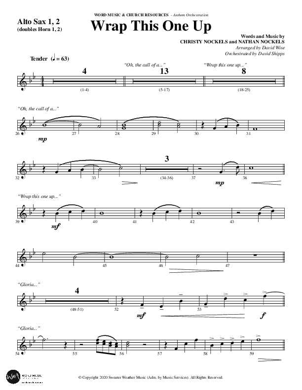 Wrap This One Up (Choral Anthem SATB) Alto Sax 1/2 (Word Music Choral / Arr. David Wise / Arr. David Shipps)
