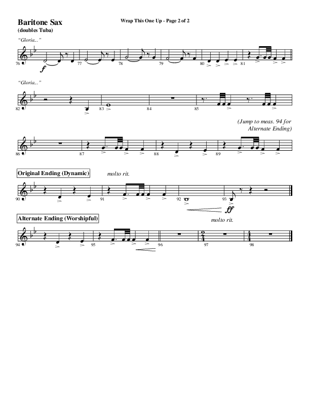 Wrap This One Up (Choral Anthem SATB) Bari Sax (Word Music Choral / Arr. David Wise / Arr. David Shipps)
