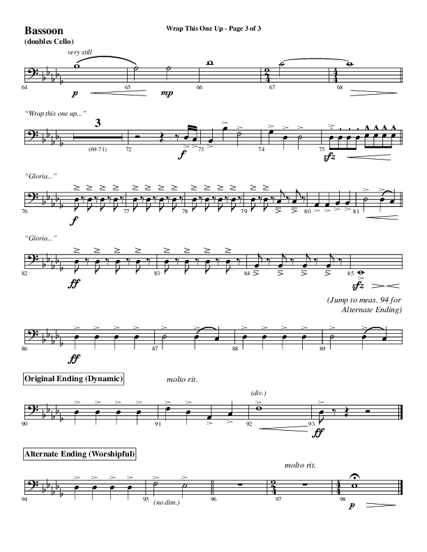 Wrap This One Up (Choral Anthem SATB) Bassoon (Word Music Choral / Arr. David Wise / Arr. David Shipps)