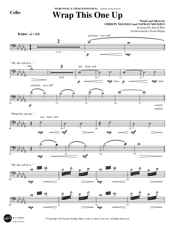 Wrap This One Up (Choral Anthem SATB) Cello (Word Music Choral / Arr. David Wise / Arr. David Shipps)