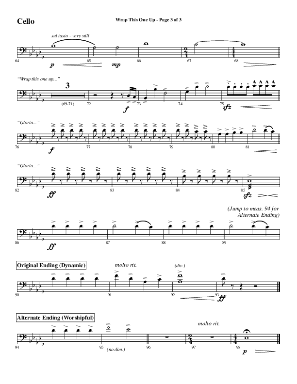 Wrap This One Up (Choral Anthem SATB) Cello (Word Music Choral / Arr. David Wise / Arr. David Shipps)