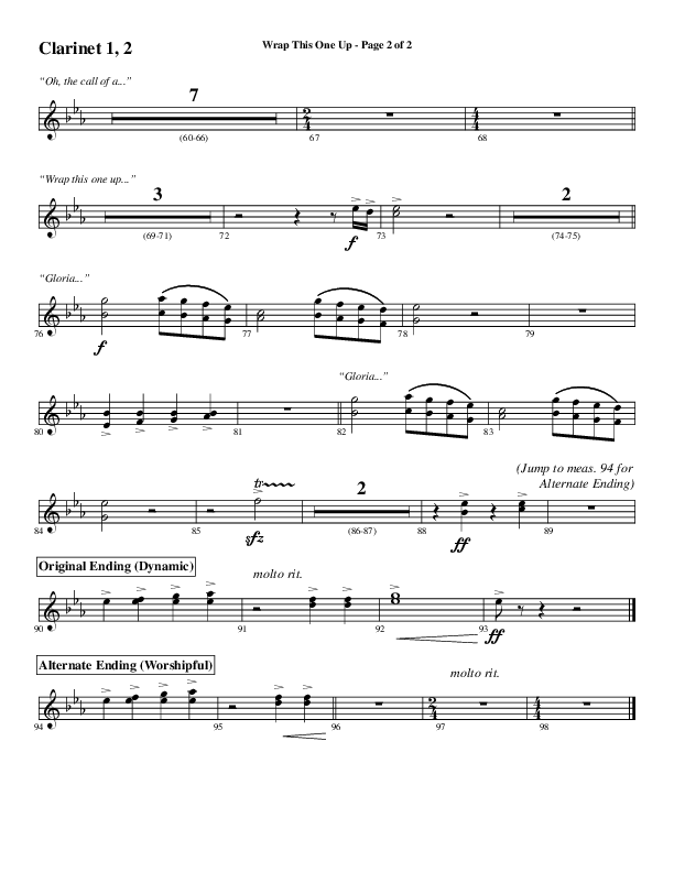 Wrap This One Up (Choral Anthem SATB) Clarinet 1/2 (Word Music Choral / Arr. David Wise / Arr. David Shipps)