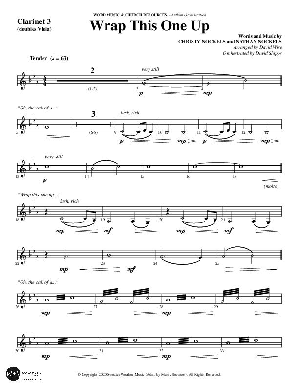 Wrap This One Up (Choral Anthem SATB) Clarinet 3 (Word Music Choral / Arr. David Wise / Arr. David Shipps)