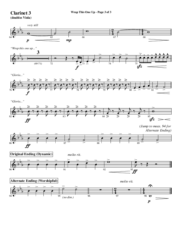 Wrap This One Up (Choral Anthem SATB) Clarinet 3 (Word Music Choral / Arr. David Wise / Arr. David Shipps)