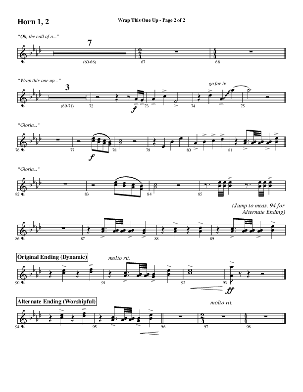 Wrap This One Up (Choral Anthem SATB) French Horn 1/2 (Word Music Choral / Arr. David Wise / Arr. David Shipps)