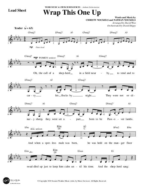 Wrap This One Up (Choral Anthem SATB) Lead Sheet (Melody) (Word Music Choral / Arr. David Wise / Arr. David Shipps)