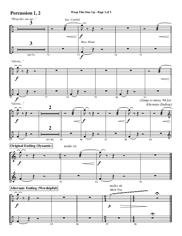 Wrap This One Up (Choral Anthem SATB) Percussion 1/2 (Word Music Choral / Arr. David Wise / Arr. David Shipps)
