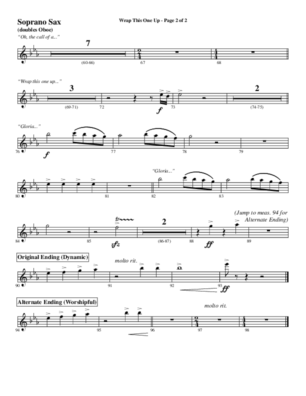 Wrap This One Up (Choral Anthem SATB) Soprano Sax (Word Music Choral / Arr. David Wise / Arr. David Shipps)