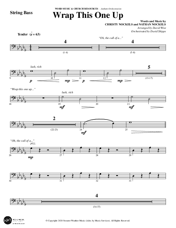 Wrap This One Up (Choral Anthem SATB) String Bass (Word Music Choral / Arr. David Wise / Arr. David Shipps)