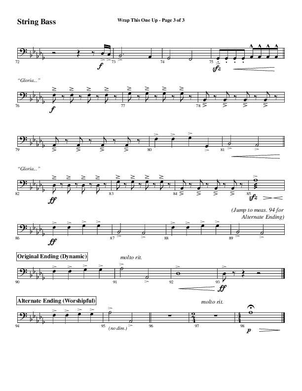 Wrap This One Up (Choral Anthem SATB) String Bass (Word Music Choral / Arr. David Wise / Arr. David Shipps)