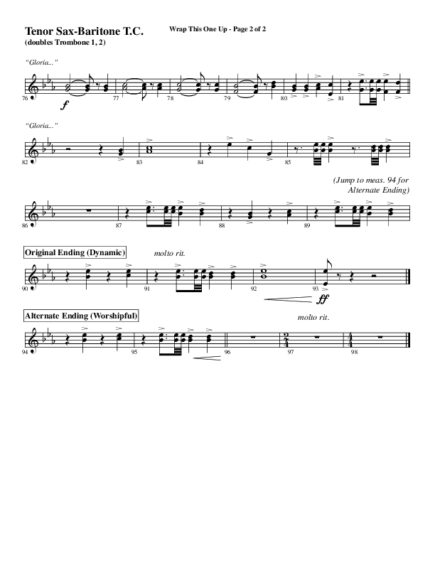 Wrap This One Up (Choral Anthem SATB) Tenor Sax/Baritone T.C. (Word Music Choral / Arr. David Wise / Arr. David Shipps)