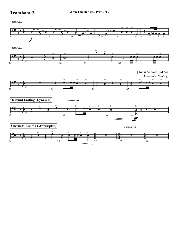 Wrap This One Up (Choral Anthem SATB) Trombone 3 (Word Music Choral / Arr. David Wise / Arr. David Shipps)