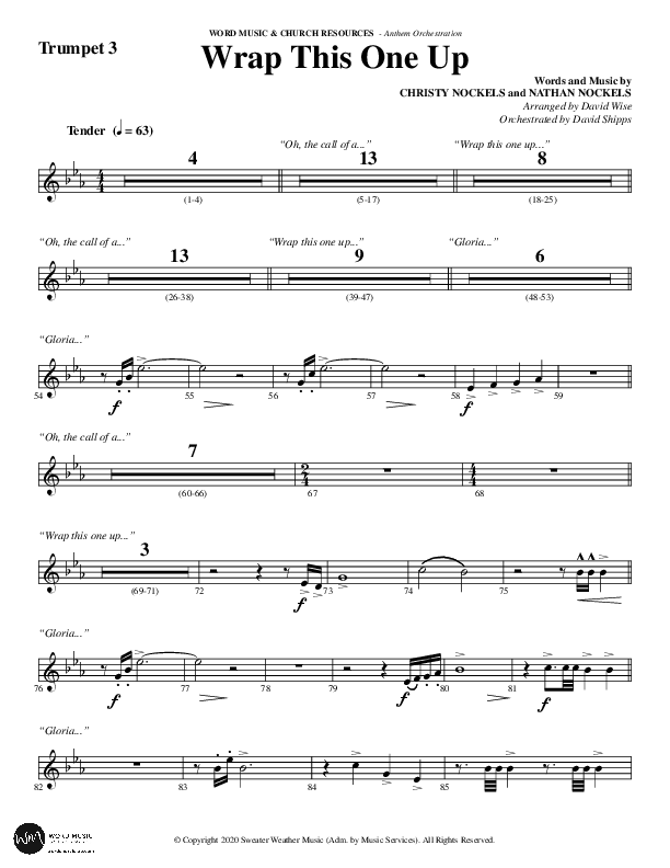 Wrap This One Up (Choral Anthem SATB) Trumpet 3 (Word Music Choral / Arr. David Wise / Arr. David Shipps)