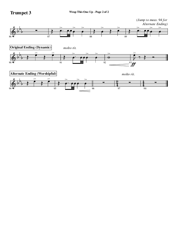 Wrap This One Up (Choral Anthem SATB) Trumpet 3 (Word Music Choral / Arr. David Wise / Arr. David Shipps)