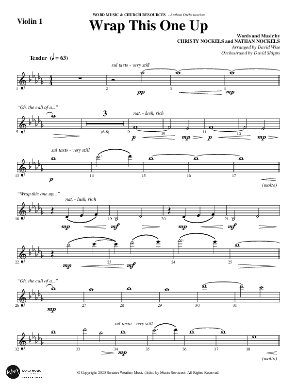 Wrap This One Up (Choral Anthem SATB) Violin 1 (Word Music Choral / Arr. David Wise / Arr. David Shipps)