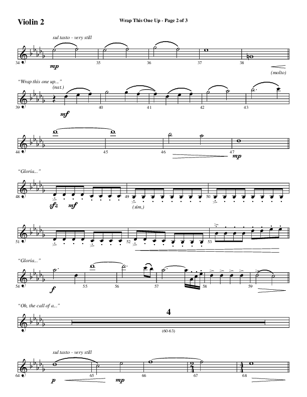Wrap This One Up (Choral Anthem SATB) Violin 2 (Word Music Choral / Arr. David Wise / Arr. David Shipps)
