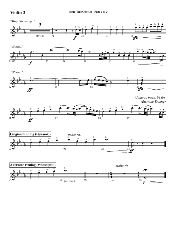 Wrap This One Up (Choral Anthem SATB) Violin 2 (Word Music Choral / Arr. David Wise / Arr. David Shipps)
