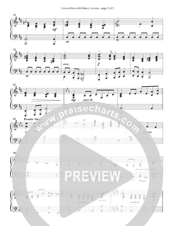 Crown Him With Many Crowns Piano Sheet (Ken Barker)