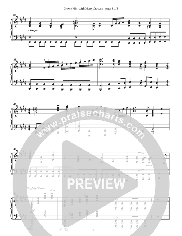 Crown Him With Many Crowns Piano Sheet (Ken Barker)
