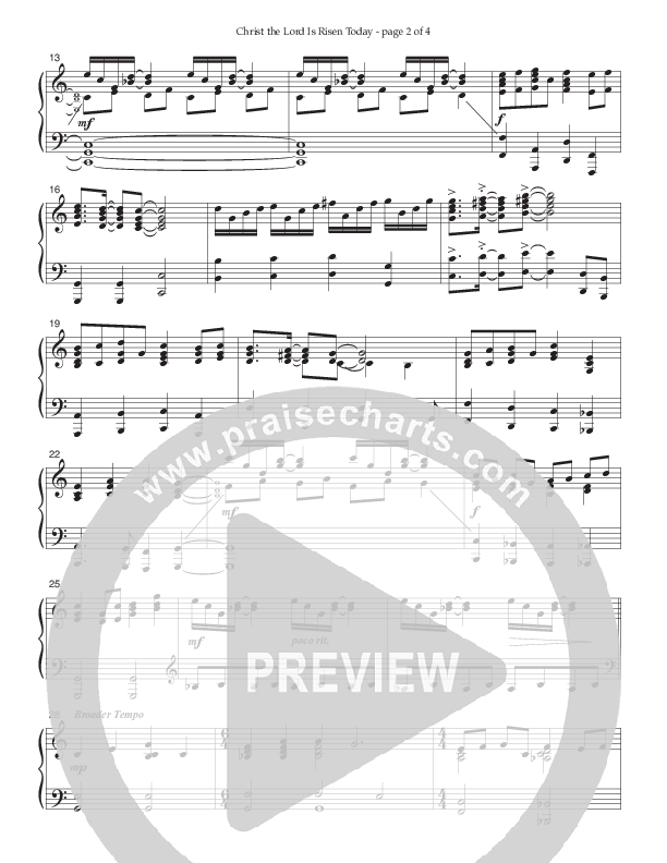 Christ The Lord Is Risen Today  Piano Sheet (Ken Barker)