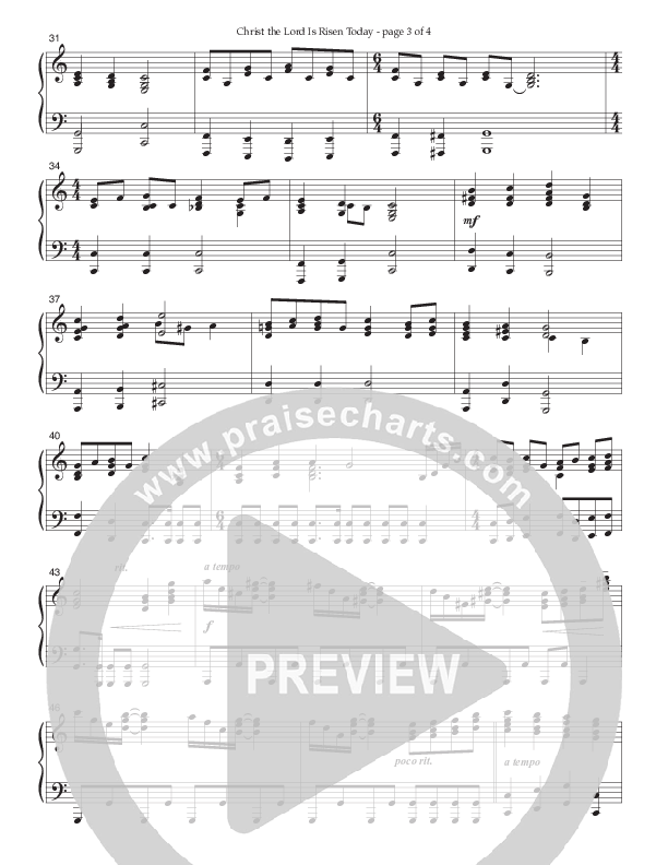 Christ The Lord Is Risen Today  Piano Sheet (Ken Barker)