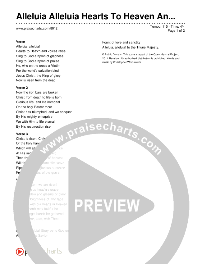 Alleluia Alleluia Hearts To Heaven And Voices Raise Lyrics (Traditional Hymn)