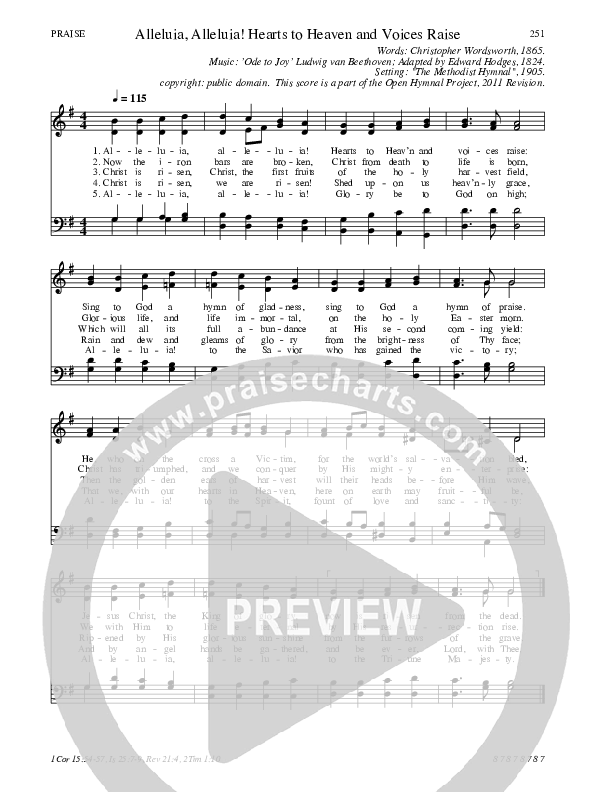 Alleluia Alleluia Hearts To Heaven And Voices Raise Hymn Sheet (SATB) (Traditional Hymn)