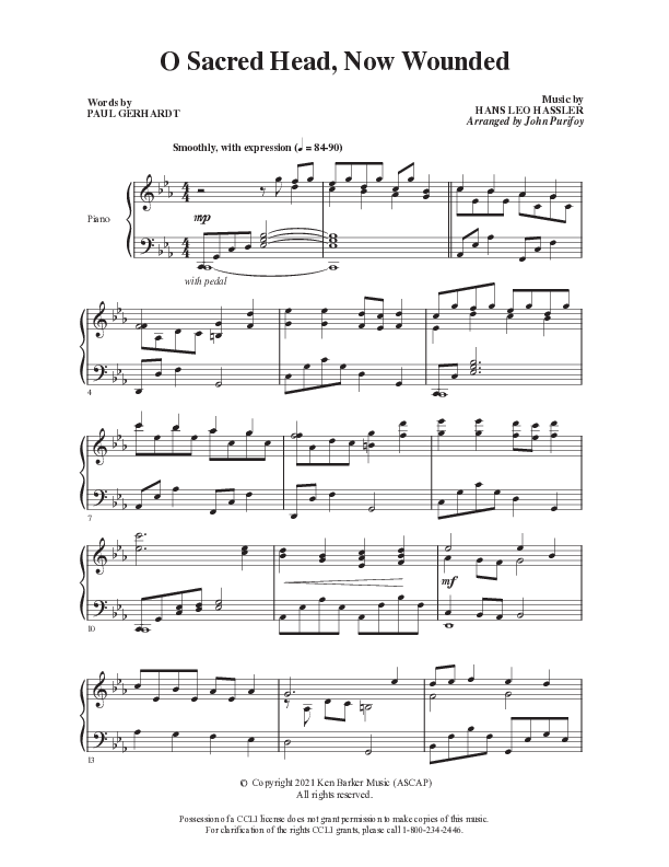O Sacred Head Now Wounded  Piano Sheet (Ken Barker)