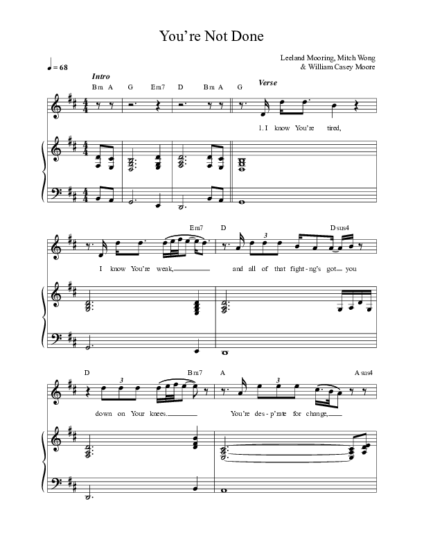 You're Not Done Piano/Melody (Leeland / Charity Gayle)