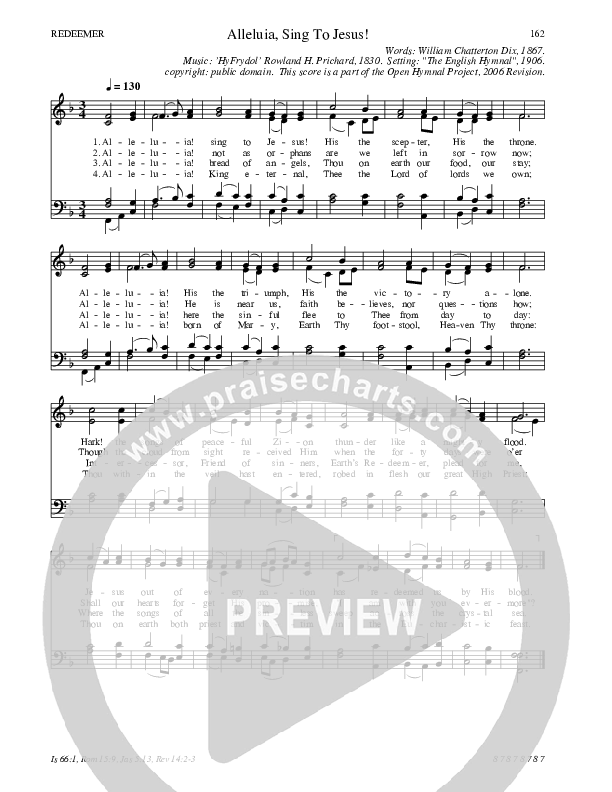 Alleluia Sing To Jesus Hymn Sheet (SATB) (Traditional Hymn)