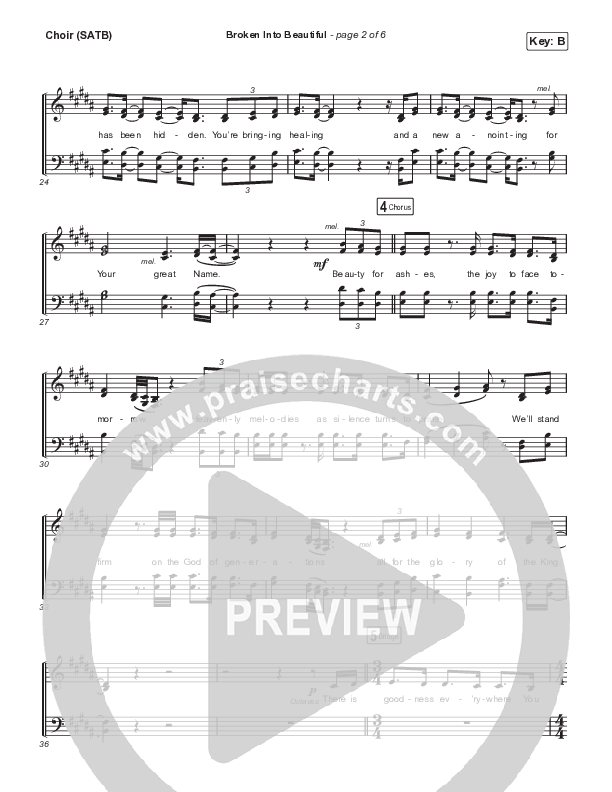Broken Into Beautiful Choir Sheet (SATB) (Hannah Hobbs)