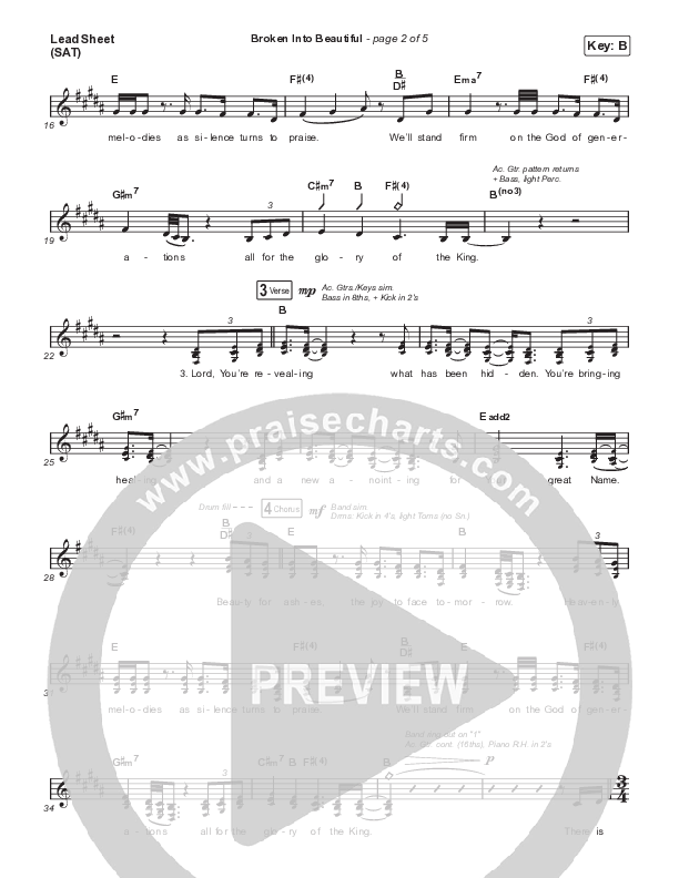 Broken Into Beautiful Lead Sheet (SAT) (Hannah Hobbs)